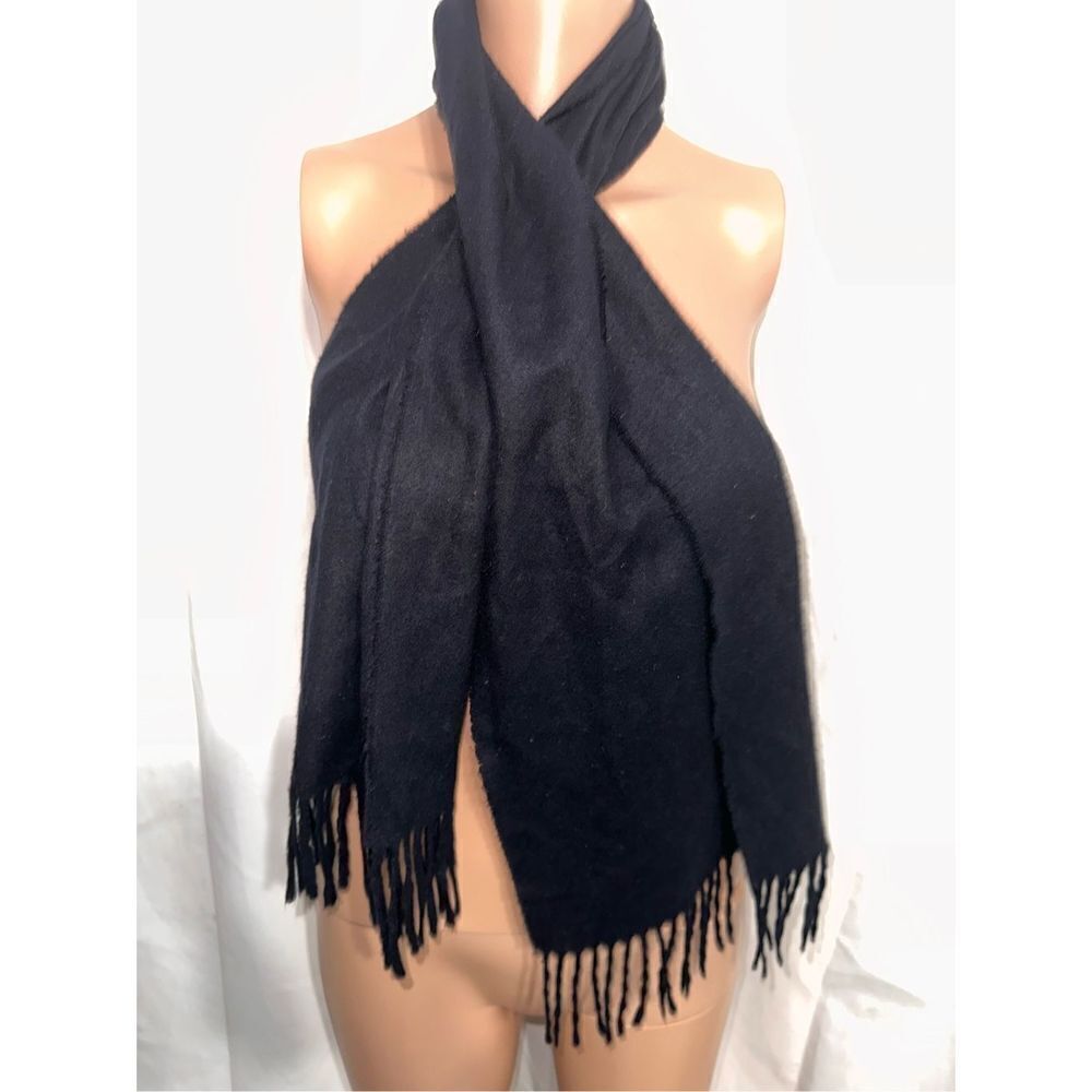 Nice Cashmink Black Fringe Winter Scarf Wrap Acrylic Germany Unisex Good Conditi